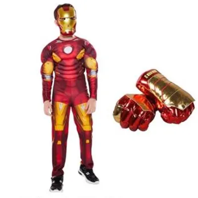 Costume Iron Man pour les enfants. Avec masque et gants. Produit vendu en ligne, notamment via AliExpress.