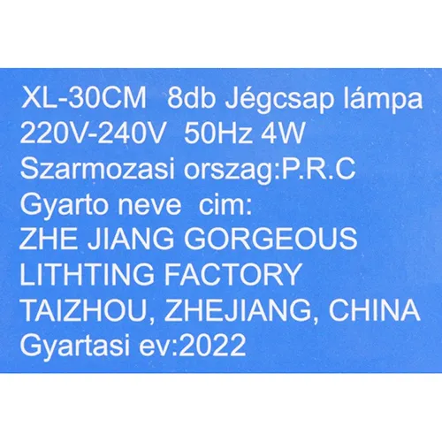 Chaîne d'éclairage extensible avec LED bleues installées dans 8 pièces de tubes en plastique de 28 cm de long, avec alimentation électrique.