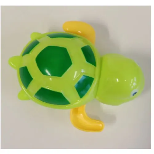 Jouet de bain en forme de tortue en plastique dur. Produit vendu en ligne, notamment via Temu.