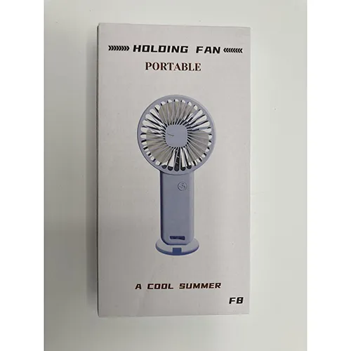 Ventilateur portable de couleur bleu clair.