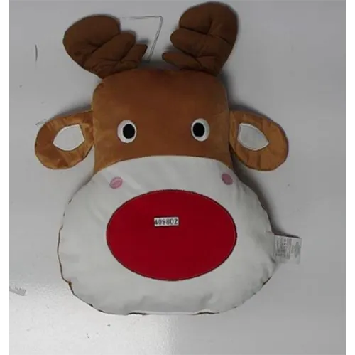 Un coussin de nouveauté en forme de renne. Produit vendu en ligne, notamment via www.therange.co.uk.