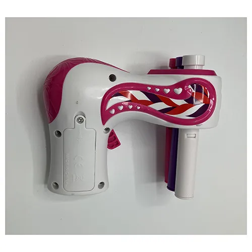 Outils de coiffure de jouets, y compris une machine à tresser électrique (15x15 cm), un peigne, des perles de cheveux, des bandes de caoutchouc.