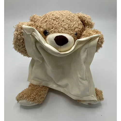 Jouet à piles en forme d'ours en peluche avec effets sonores.