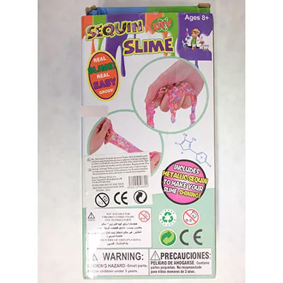 Set à faire soi-même pour faire du slime avec des morceaux de paillettes.