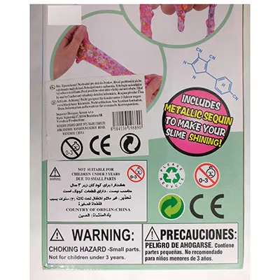 Set à faire soi-même pour faire du slime avec des morceaux de paillettes.