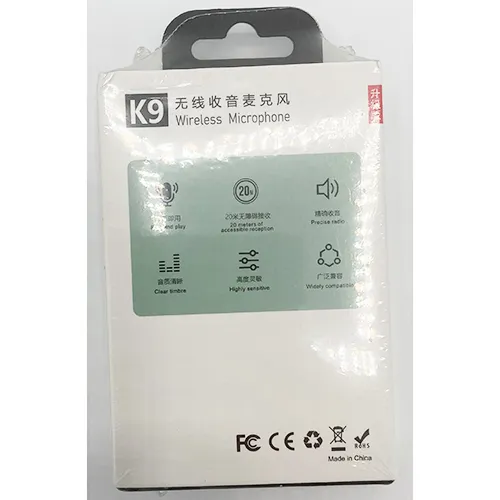 Microphone sans fil. Produit vendu, notamment en ligne via Wish.