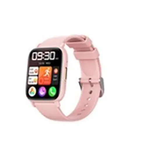 Montre intelligente rose prétendant surveiller les niveaux de sucre dans le sang d'une manière non invasive. Produit vendu en ligne, notamment via DARTY.