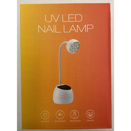 Lampe à ongles LED UV avec câble de charge. Produit vendu en ligne, notamment via missfancy.se.