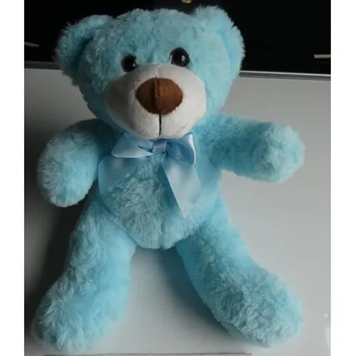 Jouet doux, en forme d'ours en peluche polyester avec noeud papillon, en plusieurs couleurs. Tous les lots sont concernés. Produit vendu en ligne, notamment via Temu (identifiant unique du produit: 601099546642677).