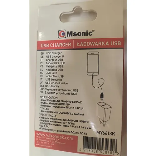 Msonic - Chargeur USB