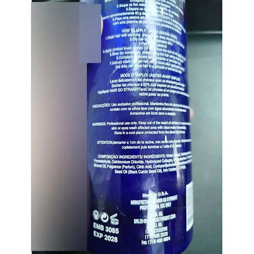 Produit de lissage des cheveux, un litre. Produit vendu en ligne, notamment via Shoplissage.com.