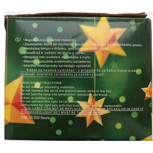 Chaîne d'éclairage de Noël avec 80 sources lumineuses LED non remplaçables équipées d'une unité électronique pour huit effets d'éclairage différents.