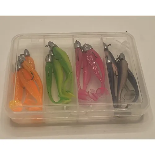 Appâts de pêche avec des poids de plomb. Produit vendu en ligne, notamment via Temu