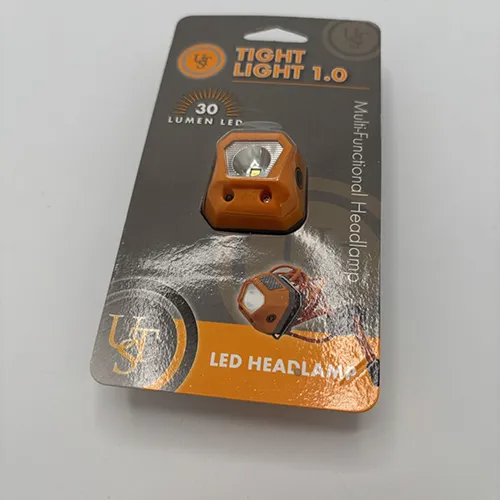 Lampe frontale orange.