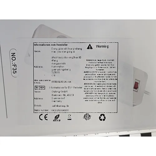 Rectangular white multi socket lead with 10 plug sockets, 4 USB type A and 2 USB type C. Measuring 32x10.5x4 cm and with a cable length of 1.88 m. 110 - 250 V~ ,10 A*, maximum 2,500 W, Protection class I, IP 20 USB- V, 3.1 A. Product sold online in particular via Amazon (ASIN: B0D3WKGBXH