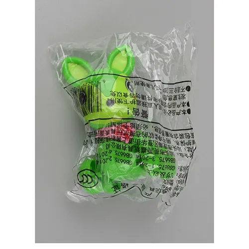 Wind-up plastic toy, in the shape of a green deer and  a yellow mouse.