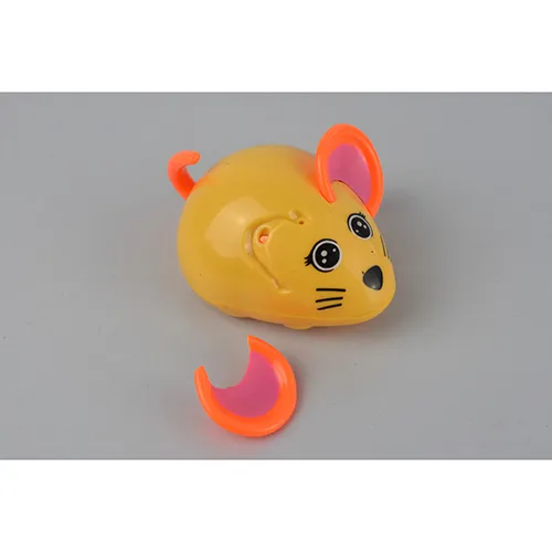 Wind-up plastic toy, in the shape of a green deer and  a yellow mouse.