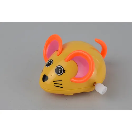 Wind-up plastic toy, in the shape of a green deer and  a yellow mouse.
