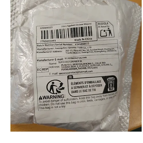 Ensemble de 10 petits jouets en plastique en forme de poulets. Produit vendu en ligne, notamment via Temu.