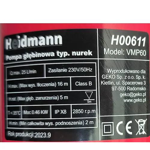 Heidmann - Pompe à eau submersible