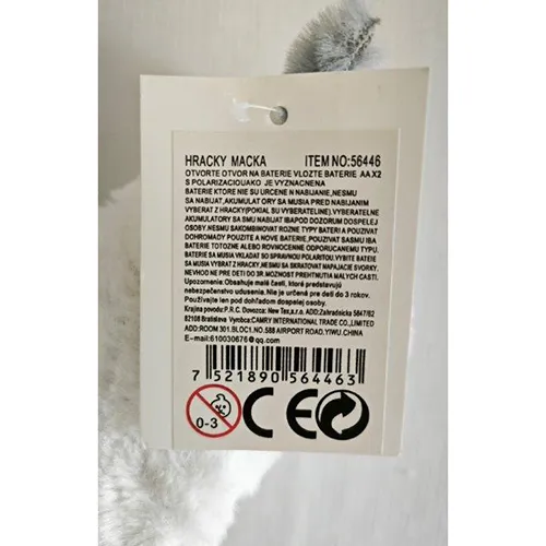 Jouet en peluche en forme de chat, disponible en différentes couleurs. Le jouet est vendu en différentes couleurs. Le jouet est alimenté par 2 piles AA.