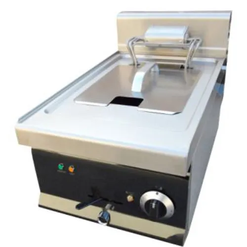 Friteuse commerciale en acier inoxydable.