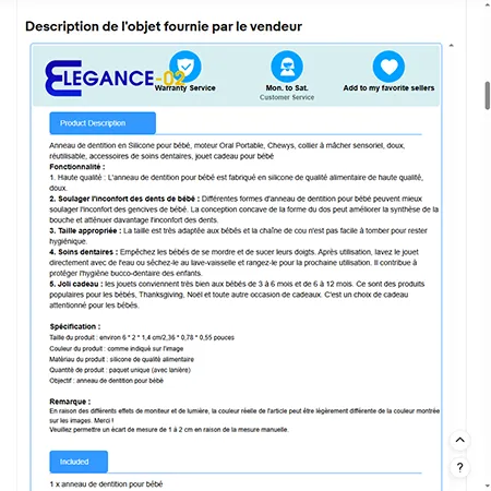 Teether en forme de brique de construction de jouet avec un cordon et des pièces détachables. Produit vendu en ligne, notamment via eBay (identifer unique: 167636875338).