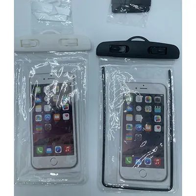 Ensemble de deux sacs étanches pour téléphones mobiles en plastique transparent. Produit vendu en ligne, notamment via Amazon (ASIN: B0CF9VZYYL).
