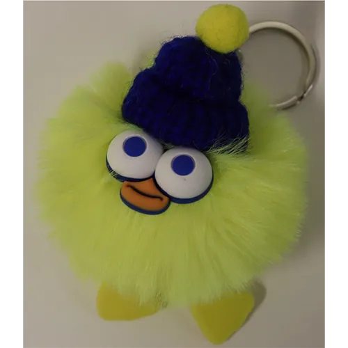 Un ensemble composé de slime jaune et d'un jouet doux avec un porte-clés.