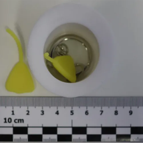 Un ensemble composé de slime jaune et d'un jouet doux avec un porte-clés.