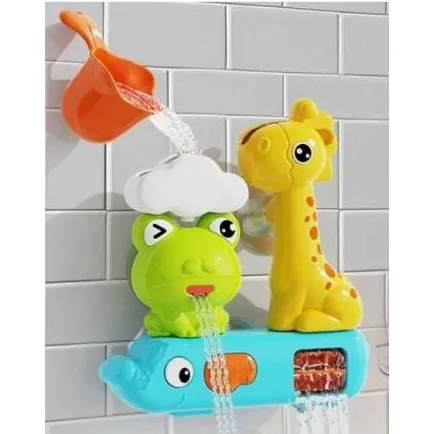 Pulvérisation de jouets de bain en forme d'animaux (grenouille, girafe et éléphant), à fixer au mur de la baignoire. Trois ventouses sont fournies non montées et desserrées. Produit vendu en ligne, notamment via Shein (identifiant unique: sa25062793757238553).