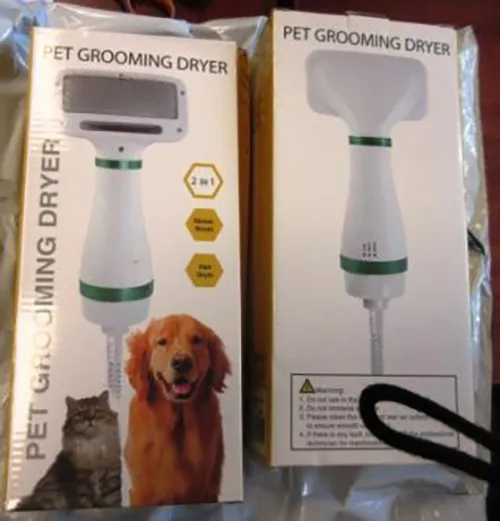 Peigne de toilettage et sèche-linge 2-en-1 pour animaux de compagnie, destiné aux chiens et aux chats.