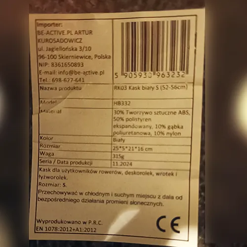 Casque de vélo blanc, taille S.