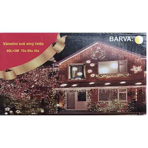 Chaîne d'éclairage avec sources lumineuses LED non remplaçables, équipée d'électronique pour les effets d'éclairage avec un interrupteur.