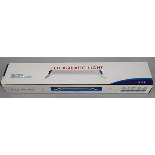 Lampe d'aquarium LED en plastique bleu et blanc avec supports de montage et câble d'alimentation, 12W, 180-260V.