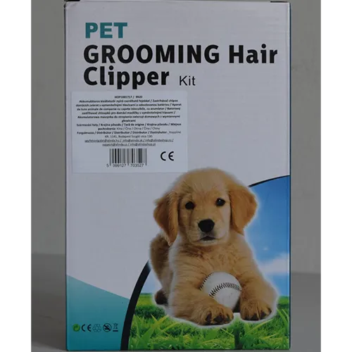 Tondeuse rechargeable sans fil pour animaux de compagnie fournie avec 4 têtes de fixation et accessoires interchangeables.