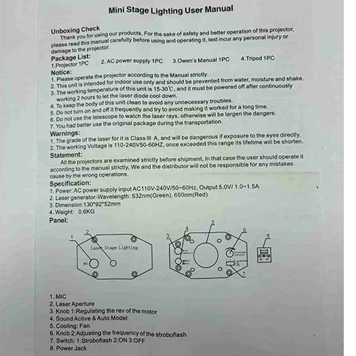 Projecteur laser bleu.