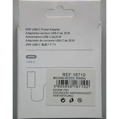 Chargeur USB blanc avec un port de sortie USB Type-C.