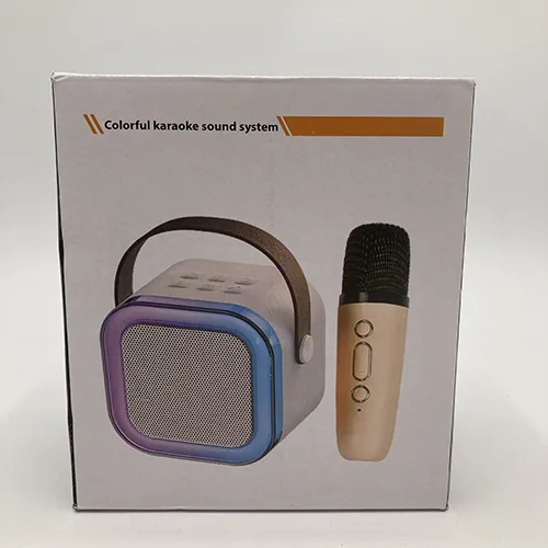 Ensemble de karaoké avec deux microphones sans fil et un câble USB.