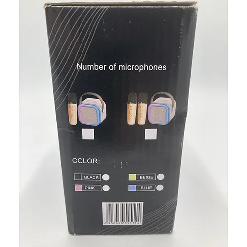 Ensemble de karaoké avec deux microphones sans fil et un câble USB.
