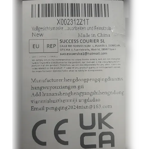 masque respiratoire, commercialisé sous le nom de «masque respiratoire intégral avec filtre 6001, masque antipoussière pour la protection contre les particules fines, masque de peinture pour gaz, vapeurs, résine époxy, peinture par pulvérisation, produits chimiques, ponçage, travaux de construction, industrie».