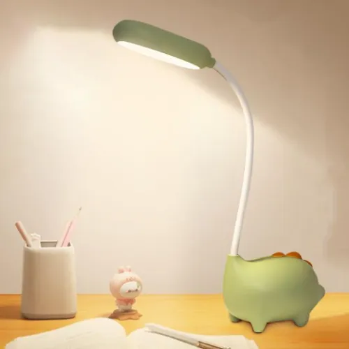 Lampe de bureau, vert, blanc et orange avec cordon USB