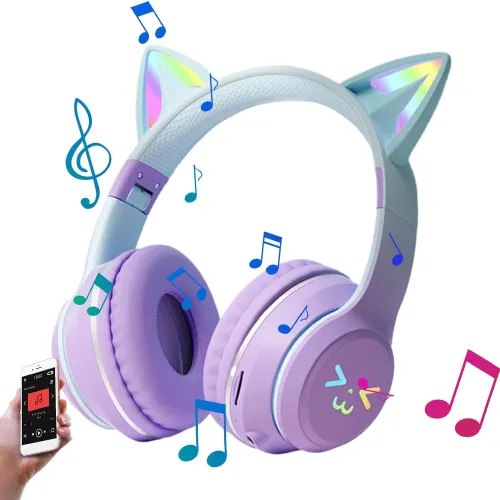 Casque Bluetooth sous forme d'oreilles de chat.